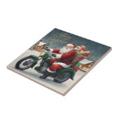 Vrolijk Kerstmis Cool  Santa op Motorcycle Tegeltje (Zijkant)