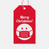 Vrolijk Kerstmis covid icoon gezichtsmasker smily  Cadeaulabel (Voorkant)