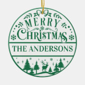 Vrolijk Kerstmis Custom Familie Keepsake Keramisch Ornament (Voorkant)