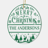 Vrolijk Kerstmis Custom Familie Keepsake Keramisch Ornament (Links)