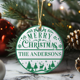 Vrolijk Kerstmis Custom Familie Keepsake Keramisch Ornament