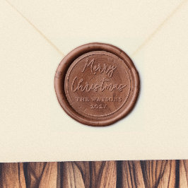 Vrolijk Kerstmis Custom Familienaam & Jaar Waxzegel Sticker