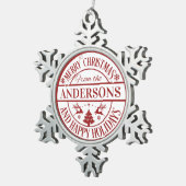 Vrolijk Kerstmis Custom Familienaam Traditioneel Tin Sneeuwvlok Ornament (Rechts)