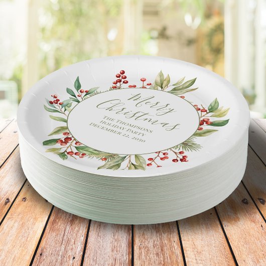 Vrolijk Kerstmis Custom Groen Krans Papieren Bordje