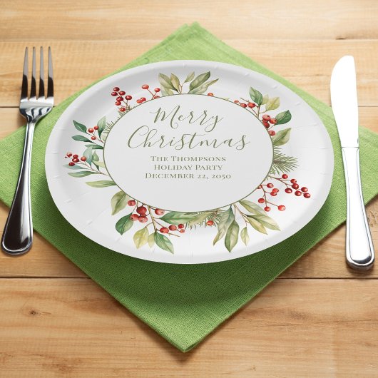 Vrolijk Kerstmis Custom Groen Krans Papieren Bordje