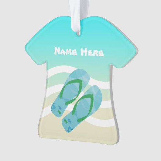 Vrolijk Kerstmis Custom Name Tropische Strand Wave Ornament (voorkant)