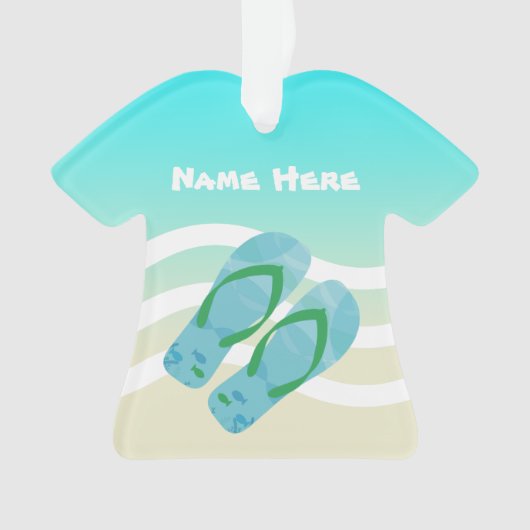 Vrolijk Kerstmis Custom Name Tropische Strand Wave Ornament (voorkant)