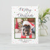 Vrolijk Kerstmis Custom Pet Dog Foto Feestdagenkaart (Staand voorkant)