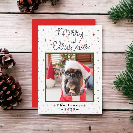 Vrolijk Kerstmis Custom Pet Dog Foto Feestdagenkaart