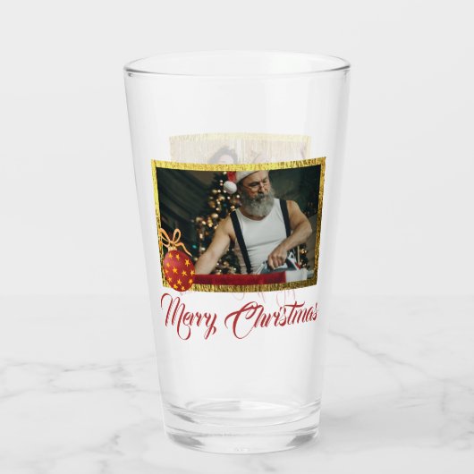 Vrolijk Kerstmis Custom Photo Pint Glass Glas (Achterkant)