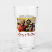 Vrolijk Kerstmis Custom Photo Pint Glass Glas (Voorkant)