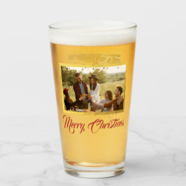 Vrolijk Kerstmis Custom Photo Pint Glass Glas