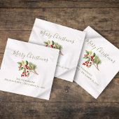 Vrolijk Kerstmis Custom Rode Holly Berries Servet