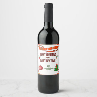 Vrolijk Kerstmis Custom Wijn Flesje Label Etiket