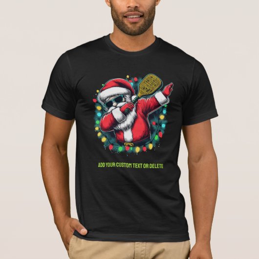 Vrolijk Kerstmis Dabbing Santa Pickleballer Gift T-shirt (Voorkant)