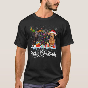Vrolijk Kerstmis Dachshund Santa Licht Rendier Hon T-shirt
