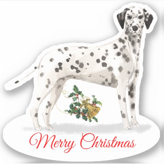 Vrolijk Kerstmis Dalmatische Custom-Cut Vinyl Sticker (Voorkant)