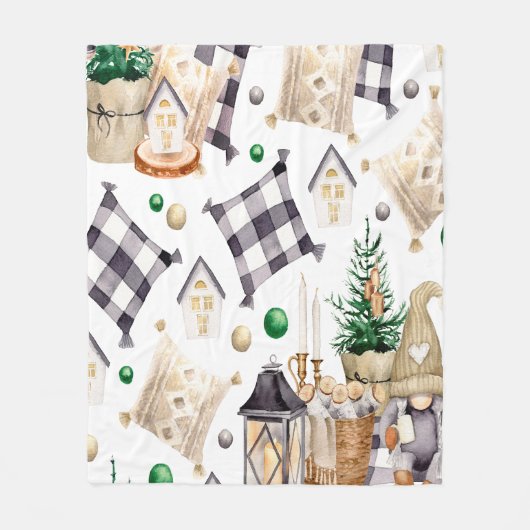 Vrolijk Kerstmis Decoratie Gnoom Fleece Deken (Voorkant)