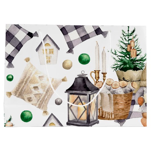 Vrolijk Kerstmis Decoratie Gnoom Groot Cadeauzakje (Achterkant)