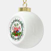 Vrolijk Kerstmis, decoratief ontwerp, Keramische Bal Ornament (Rechts)
