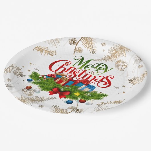 Vrolijk Kerstmis, Decoratief Ontwerp, Papieren Bordje (Gekanteld)