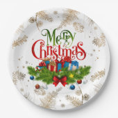 Vrolijk Kerstmis, Decoratief Ontwerp, Papieren Bordje (Voorkant)