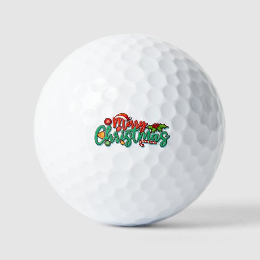 Vrolijk Kerstmis Decoratieve Typografie Script Golfballen (Voorkant)