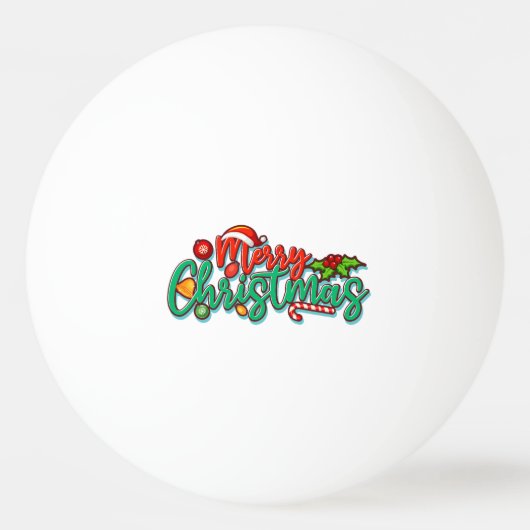 Vrolijk Kerstmis Decoratieve Typografie Script Pingpongbal (Voorkant)