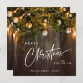 Vrolijk Kerstmis dennen kegels rustieke groet Boho Feestdagenkaart (Voorkant / Achterkant)