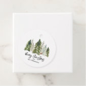 Vrolijk Kerstmis dennenboom groene rustieke Waterv Bedankjes Labels (In situ)