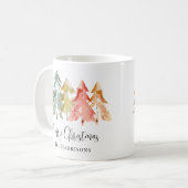 Vrolijk Kerstmis dennenboom Waterverf vakantie Koffiemok (Voorkant links)