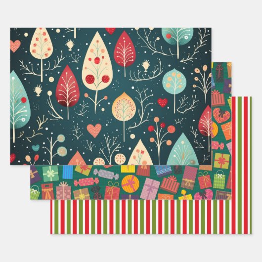 Vrolijk Kerstmis design patroon Inpakpapier Vel (Set)