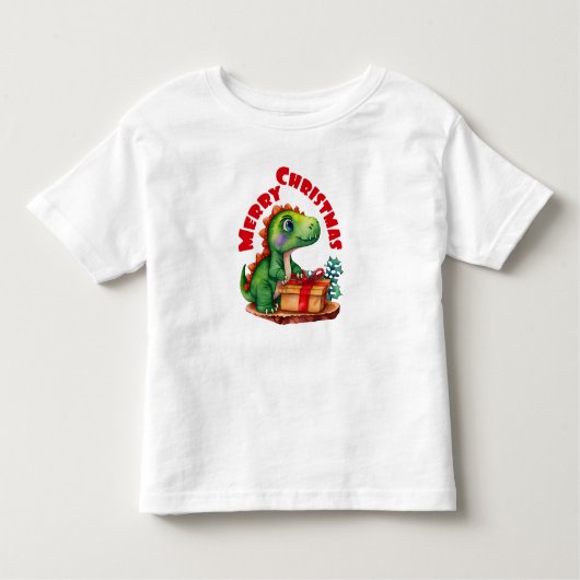 Vrolijk Kerstmis Dinosaurus Kinder Peuter Shirts (Voorkant)