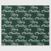 Vrolijk Kerstmis donker groen aangepaste script el Cadeaupapier (Vlak)
