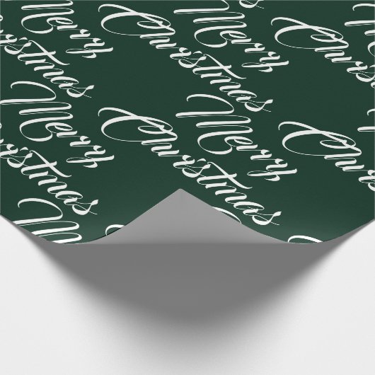 Vrolijk Kerstmis donker groen aangepaste script el Cadeaupapier (Hoek)