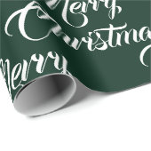 Vrolijk Kerstmis donker groen aangepaste script el Cadeaupapier (Rol Hoek)