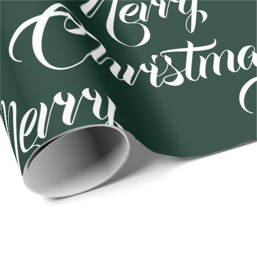 Vrolijk Kerstmis donker groen aangepaste script el Cadeaupapier (Rol Hoek)