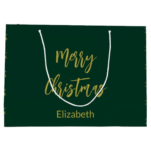 Vrolijk Kerstmis Donker Groen en Gouden Namen Bome Groot Cadeauzakje (Achterkant)