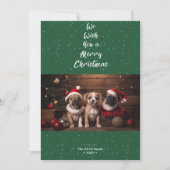 Vrolijk Kerstmis Donker Groen Hond Pet Foto Feestdagenkaart (Voorkant)