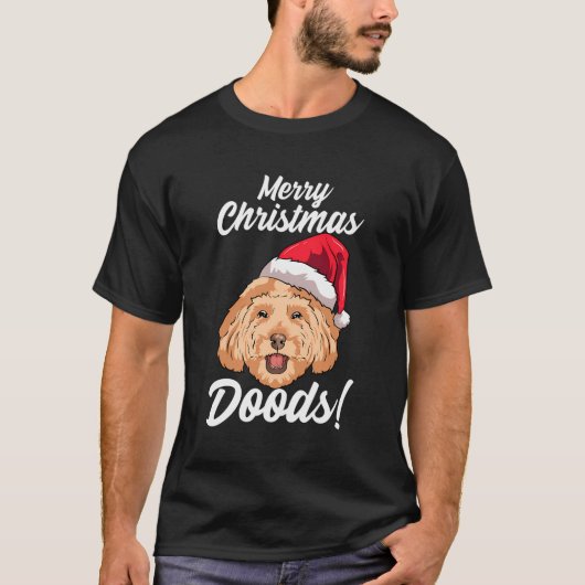 Vrolijk Kerstmis Doods Grappig Goldendoodle Mam Pa T-shirt (Voorkant)
