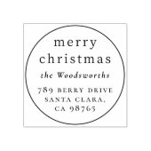 Vrolijk Kerstmis Douanenaam & Terugkeeradres Ronde Rubberstempel (Afrduk)