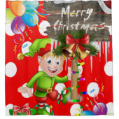 Vrolijk Kerstmis Douche Gordijn, Elf Douchegordijn (Voorkant)