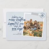 Vrolijk Kerstmis Echt Hugs Script Navy Foto Feestdagenkaart (Voorkant)