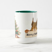 Vrolijk Kerstmis Eekhoorn Kerstboom bewerkbaar Mok (Midden)