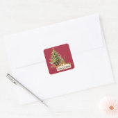 Vrolijk Kerstmis Eekhoorn Kerstboom bewerkbaar Vierkante Sticker (Envelop)