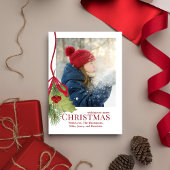 Vrolijk Kerstmis Een foto Botanisch groen Feestdagenkaart