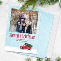 Vrolijk Kerstmis Één Foto Rode Vrachtwagen