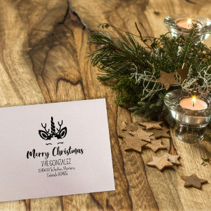 Vrolijk Kerstmis Eenhoorn, Familie Adres Rubberstempel