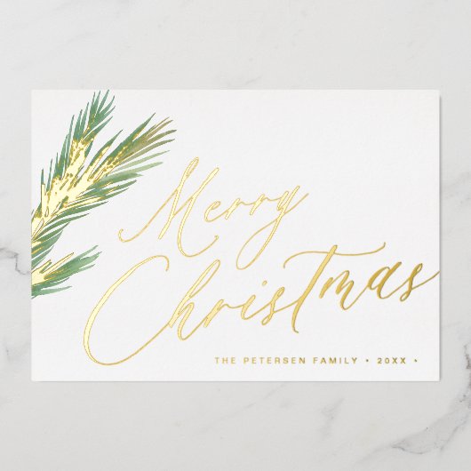 Vrolijk Kerstmis eenvoudig elegant script goud Folie Feestdagenkaart (Voorkant)
