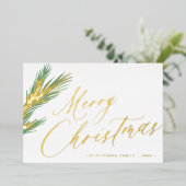 Vrolijk Kerstmis eenvoudig elegant script goud Folie Feestdagenkaart (Staand Voorkant)